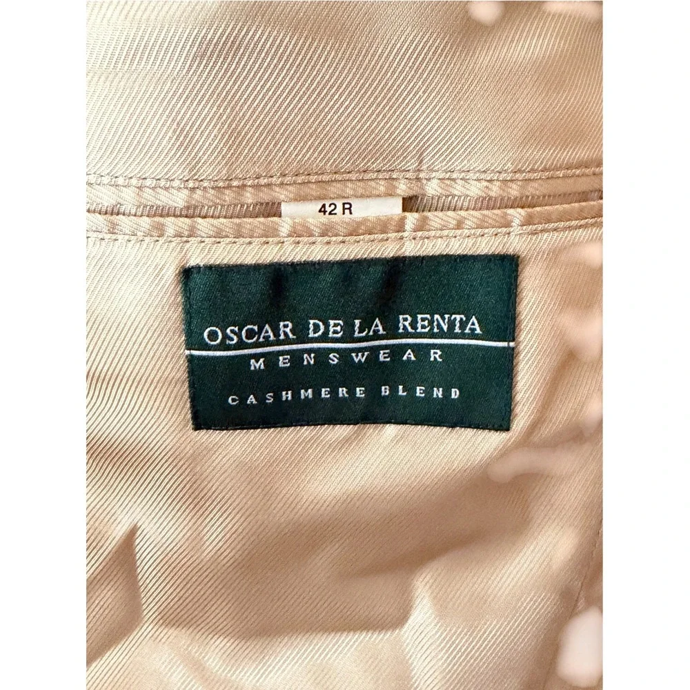 Oscar de la Renta Mens Blazer 42R Camel Tan Wool Cashmere Blend Sport Coat